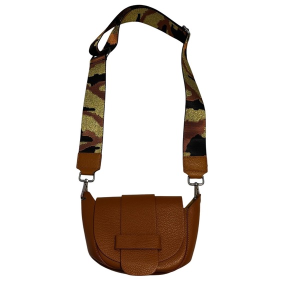 Handbags - Made In Italy Leather cross-body bag with flap and Camo Interchangeable Strap